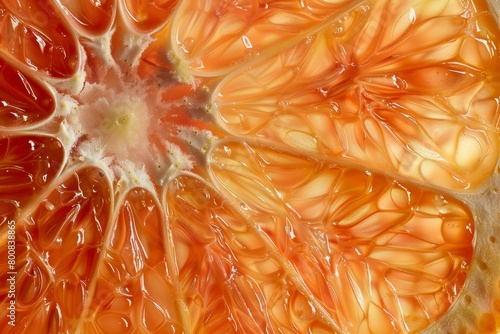 Close up texture of ripe grapefruit slice © LimeSky