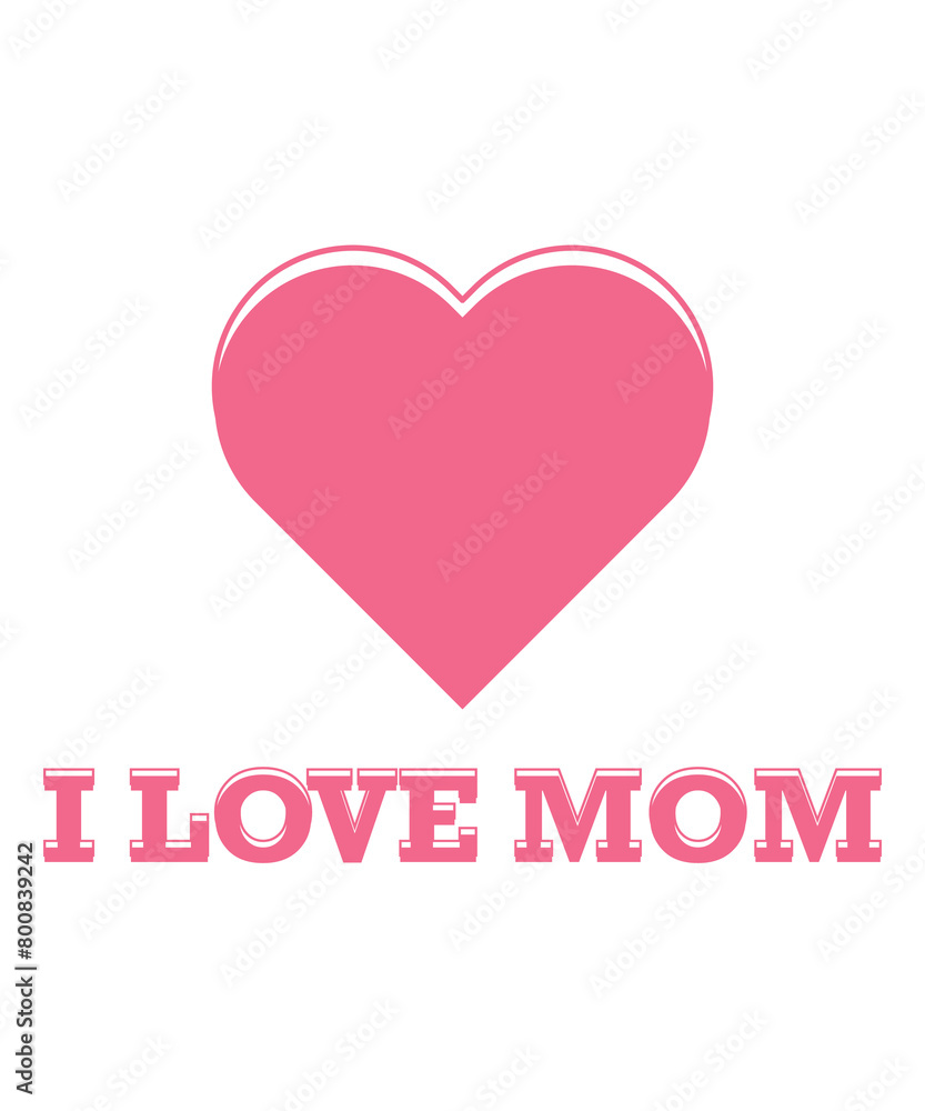 I love you mom lettering with heart icon mothers day greeting 