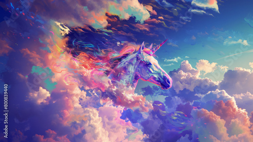 A unicorn's head in the sky. photo
