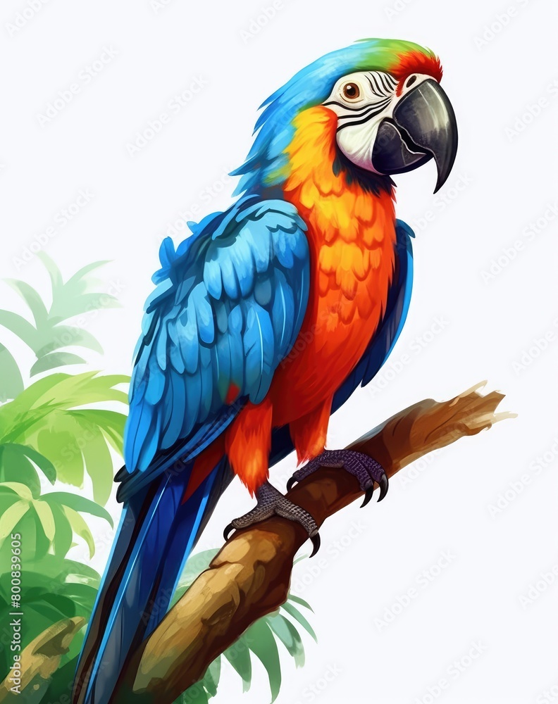 Fototapeta premium Colorful Parrot Perched on Tree Branch