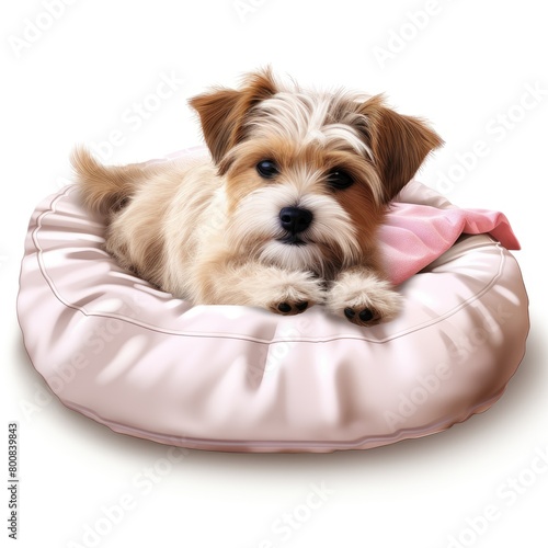 Cute Dog Laying on Pink Pillow