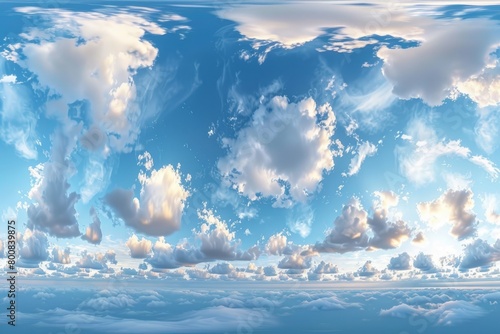 Cloudy blue sky 360 degree view for 3D graphics or game photo