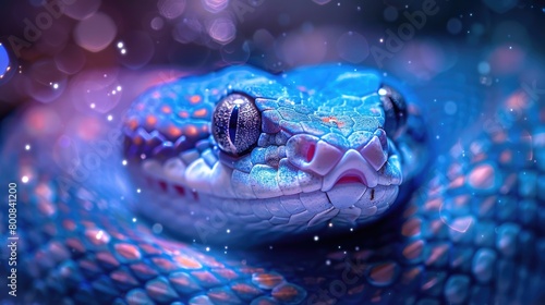 A beautiful and dangerous predatory snake Poisonous exotic reptile photo