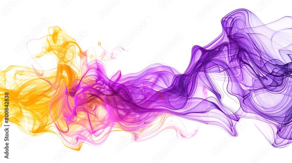 Vibrant neon purple and yellow gradient waves pulsating with innovation, isolated on a solid white background.