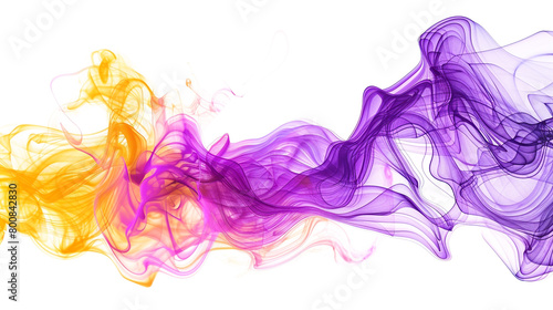 Vibrant neon purple and yellow gradient waves pulsating with innovation, isolated on a solid white background." © Hamza
