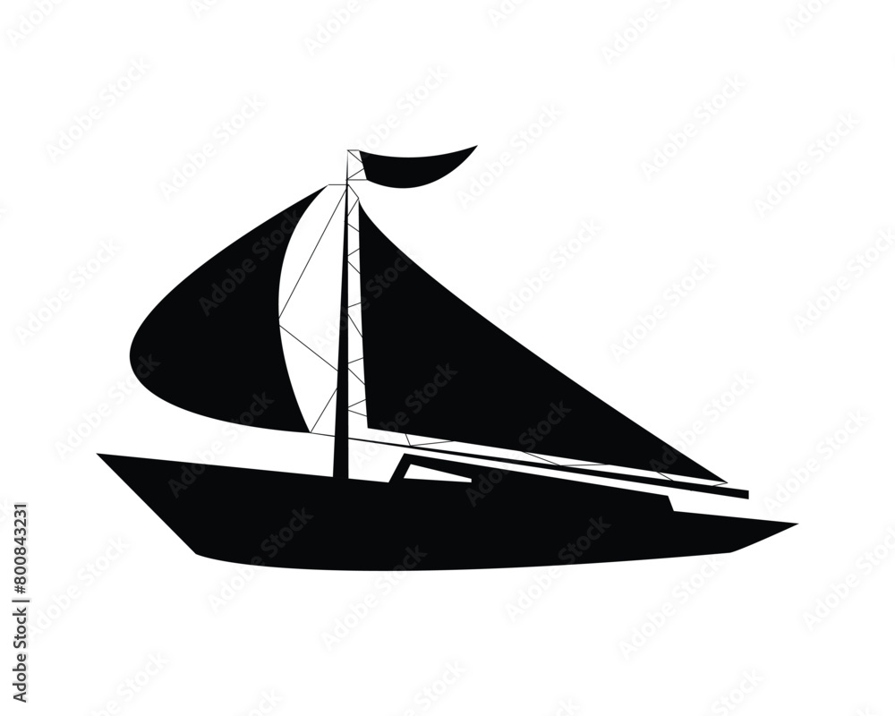 sailing boat modern silhouette good for element design, drawing book kids element, banner etc. sailing boat modern silhouette good for element design, drawing book kids element, banner etc.