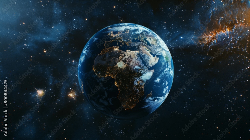 
Abstract Earth planet with the African continent and a starry space background