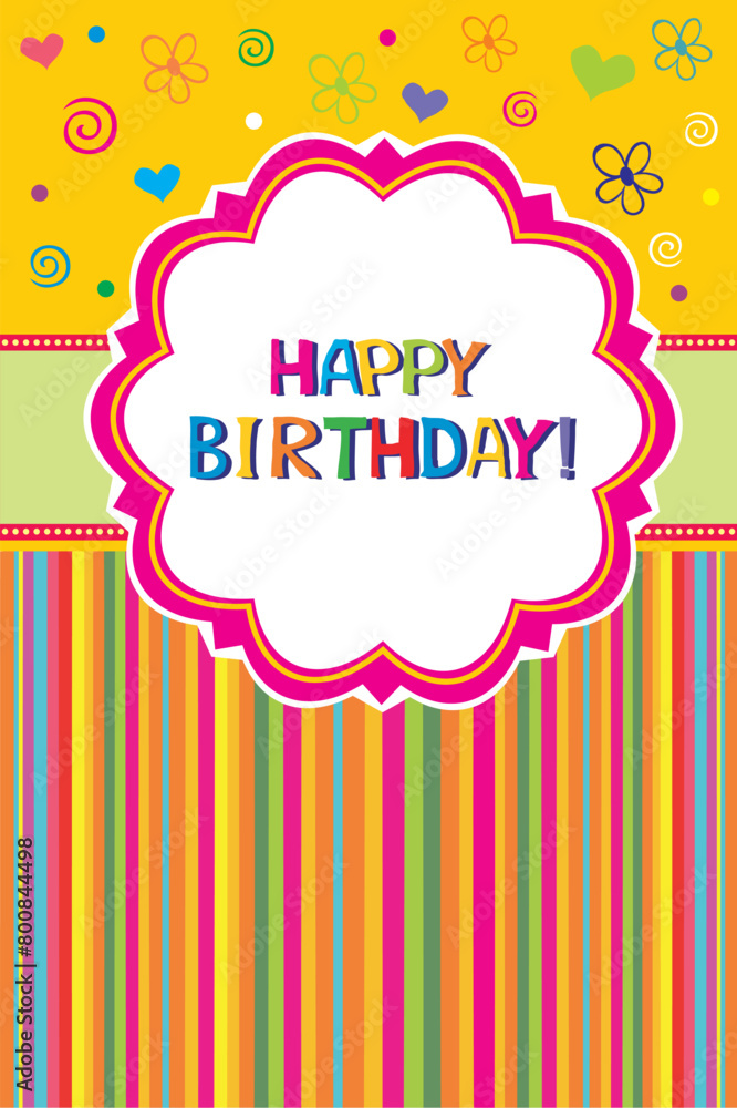 Happy Birthday card. Celebration background with gift tag and place for your text. vector illustration