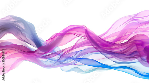 Vibrant fuchsia waves blending with azure and lime, isolated on solid white background.