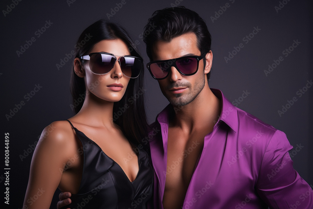 young stylish couple in sunglasses young stylish couple in sunglasses