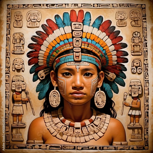 Mayan women, Mayan culture, Mayan acient, Mayan painting, Mayan clothing photo