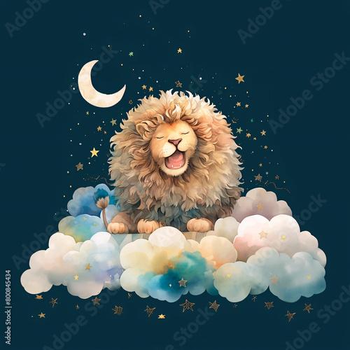雲の上で眠るライオン