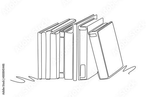 Continuous one line drawing library concept. Doodle vector illustration.