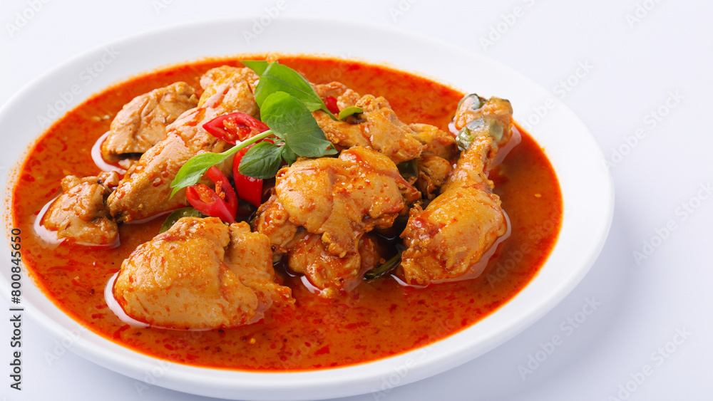 thai red curry chicken on white background. Generative Ai thai red curry chicken on white background. Generative Ai