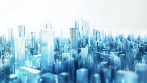 Abstract blue cityscape with skyscrapers on white background © wanna