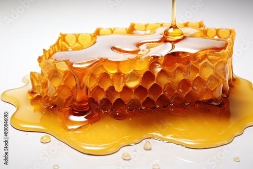 Delicious cake topped with honey. Generative AI