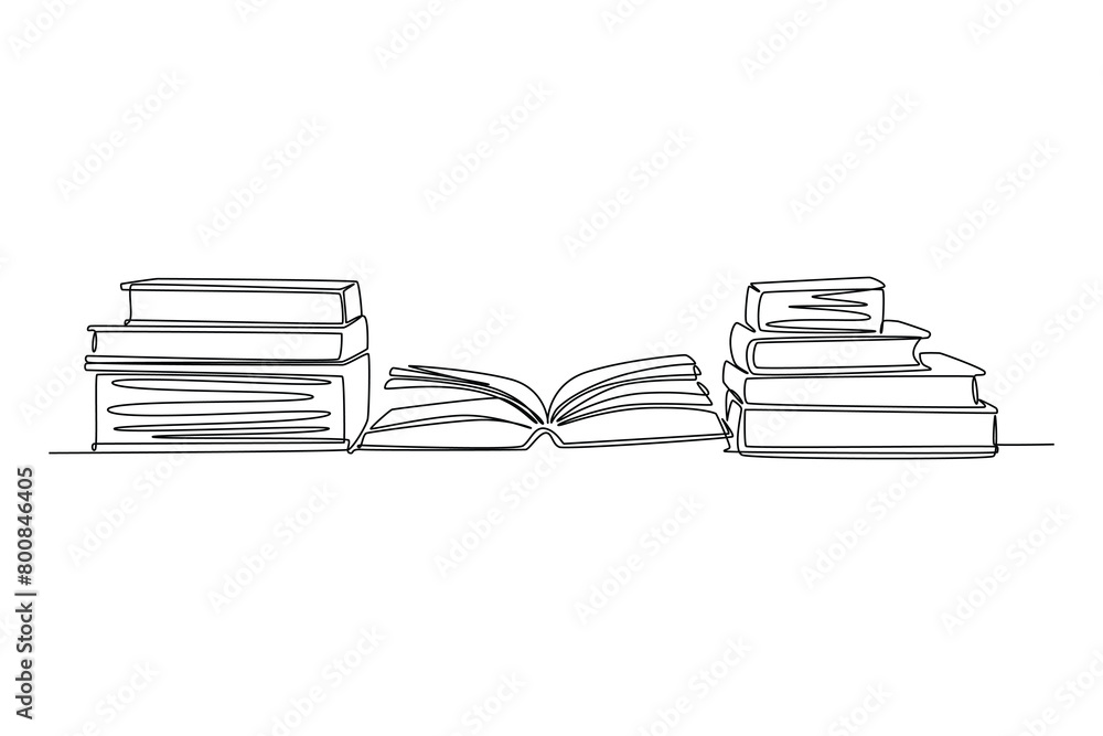 Naklejka premium Continuous one line drawing library concept. Doodle vector illustration.