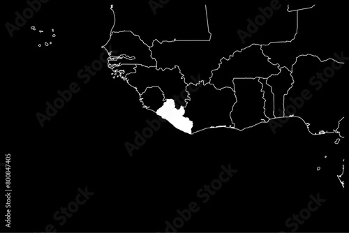 Liberia map africa black background