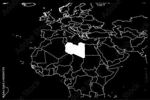 Libya map africa black background