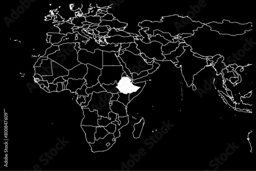 Ethiopia map africa black background