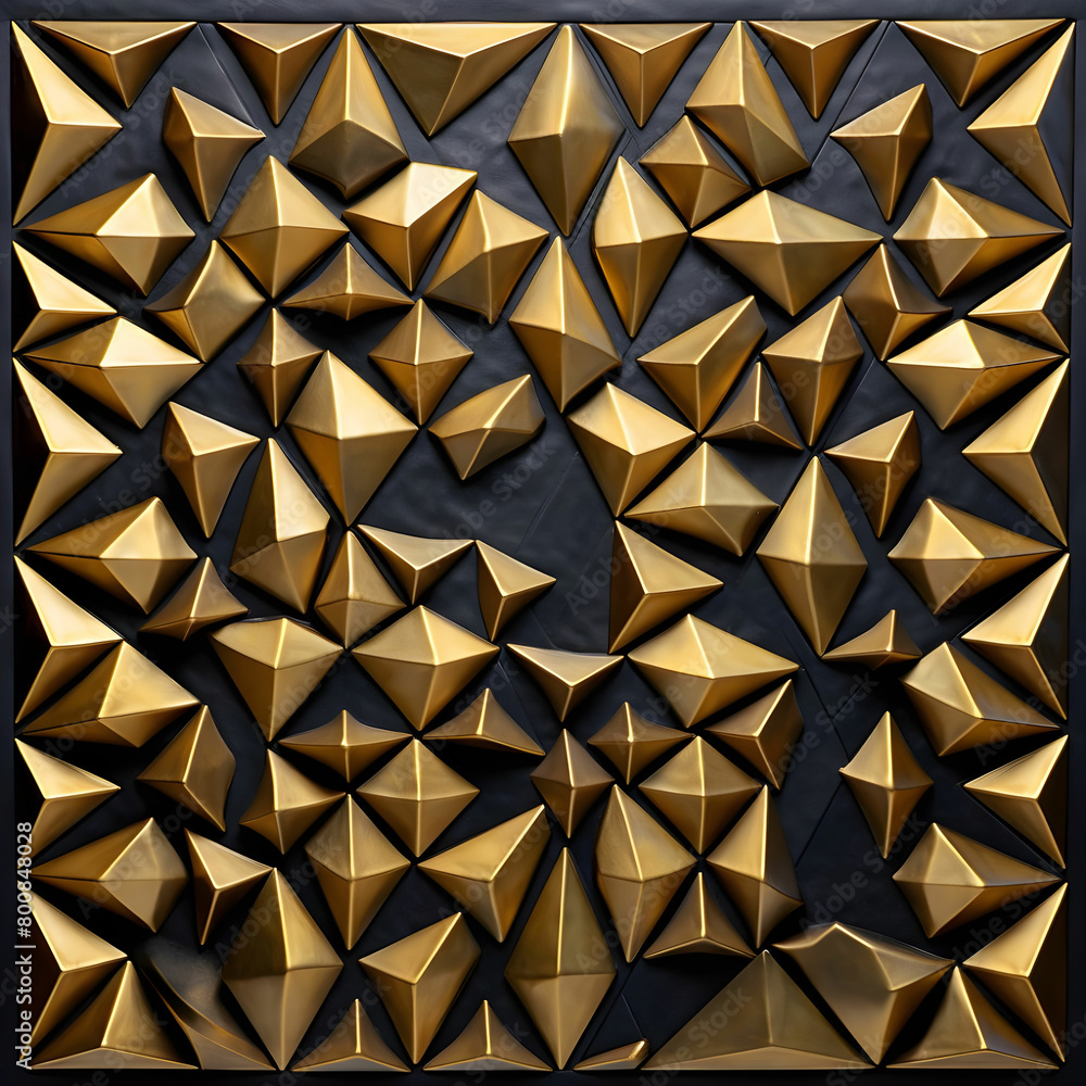 geometric pattern with triangular shapes in gold colored metal geometric pattern with triangular shapes in gold colored metal