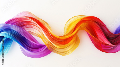 Swirling bands of vivid color intertwine elegantly against a backdrop of pristine white.