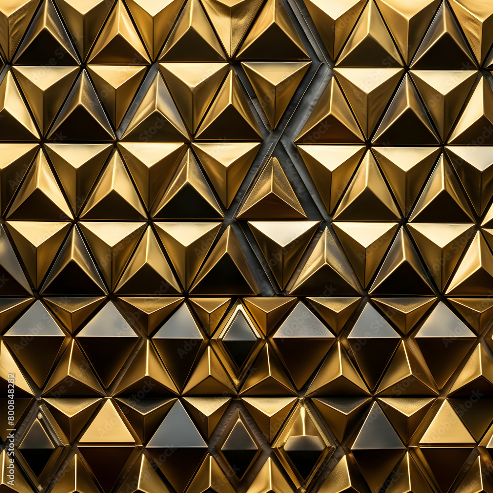 geometric pattern with triangular shapes in gold colored metal geometric pattern with triangular shapes in gold colored metal