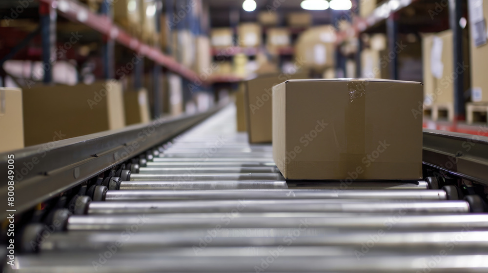 Cardboard Boxes on Conveyor Rollers Cardboard Boxes on Conveyor Rollers