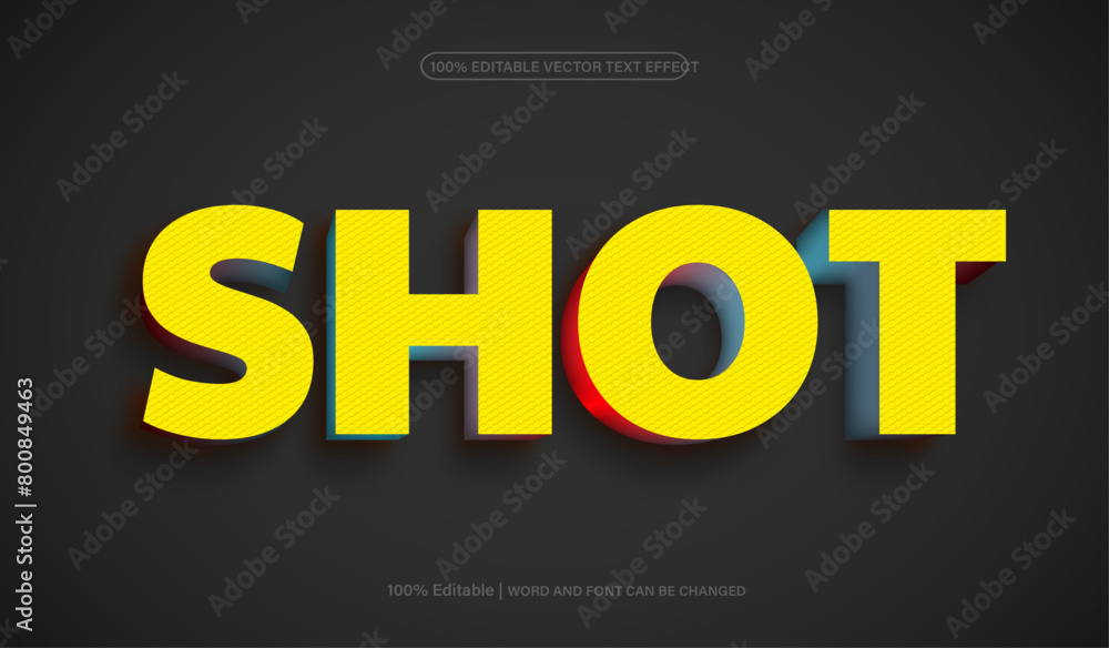 Shot 3d editable premium vector text effect