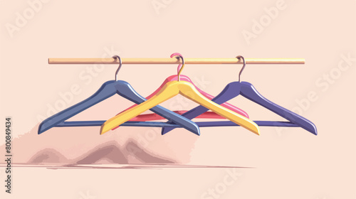 Rack with clothes hangers on light background Vector
