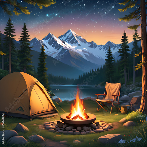 camping in the forest