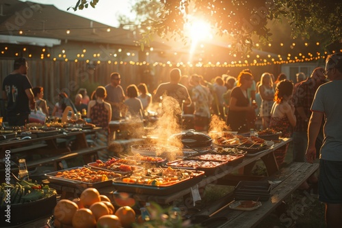 A family coming together for a delightful barbecue reunion.