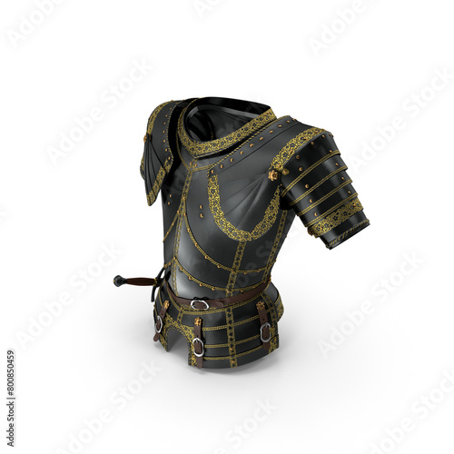 Medieval Knight Black Gold Chest Armor PNG