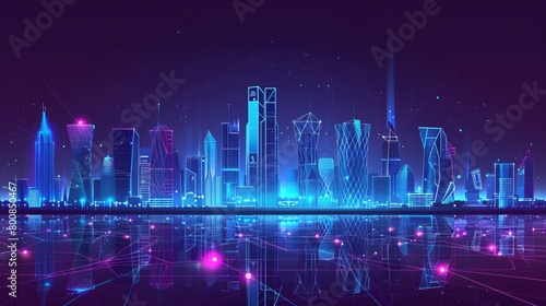 Visualize the concept of a technology-driven wireless mesh geometric network communication system in a smart city  with European architecture serving as a backdrop. This design banner highlights the i