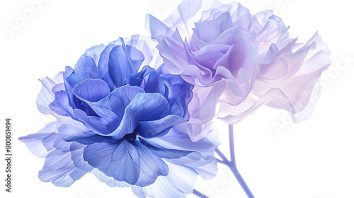 Soft lavender and periwinkle hues blending harmoniously, evoking serenity and elegance, isolated on solid white background."