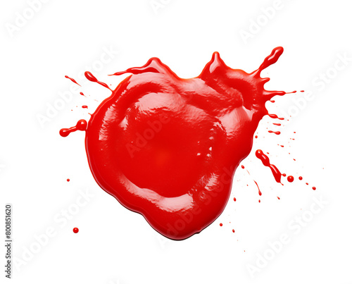 tomato sauce stains and tomato sauce splashes isolated on a transparent background. Generative AI