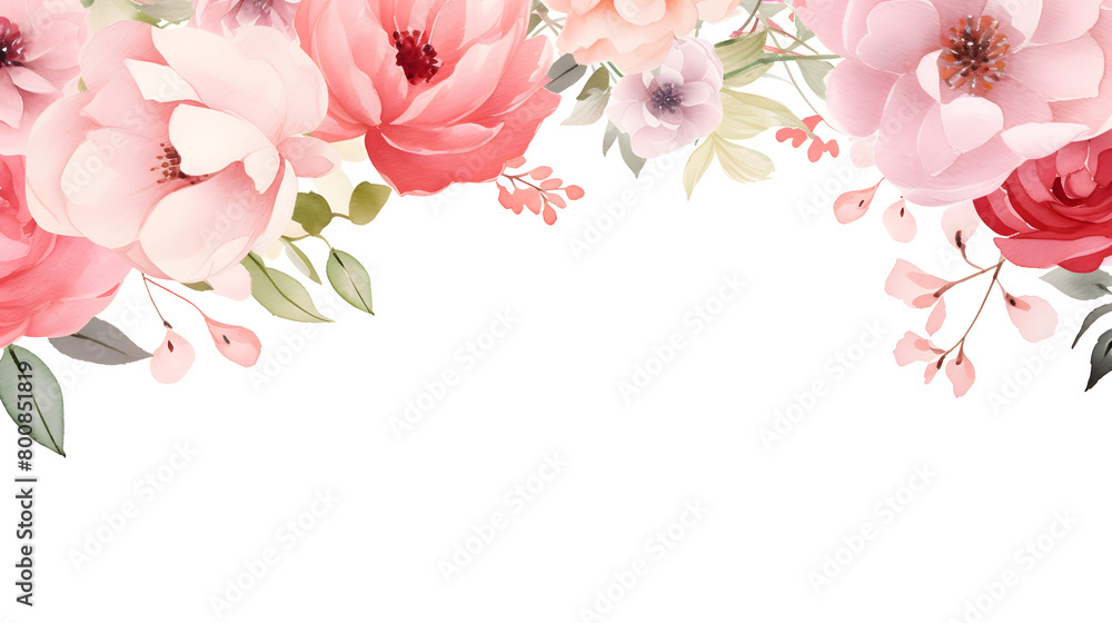 Digital vintage watercolor pink flowers abstract graphic poster web page PPT background
