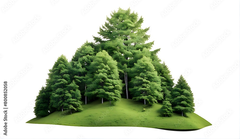 Isolated cut out small forest and tree group on hill on white background with clipping path
Isolated cut out small forest and tree group on hill on white background with clipping path