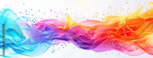 Abstract background with colorful waves and bubbles on white
