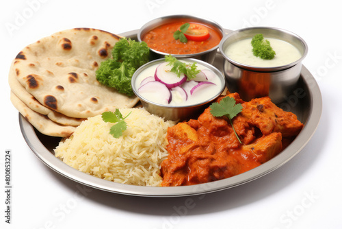 Indian food plate or thali for dinner or lunch