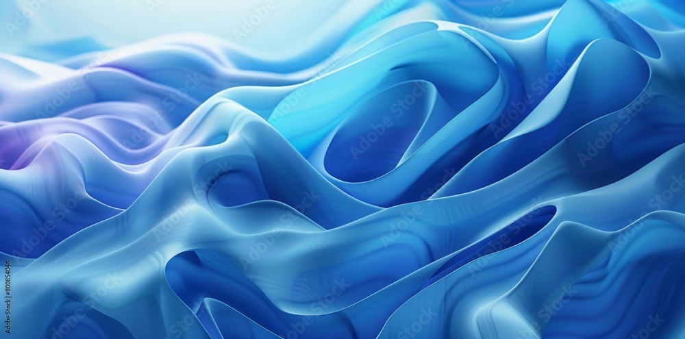 Obraz premium Abstract blue background with wavy shapes and fluid forms