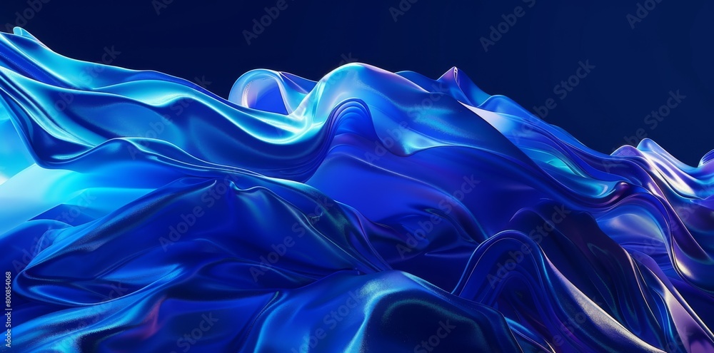 Obraz premium Abstract blue background with wavy shapes and fluid forms