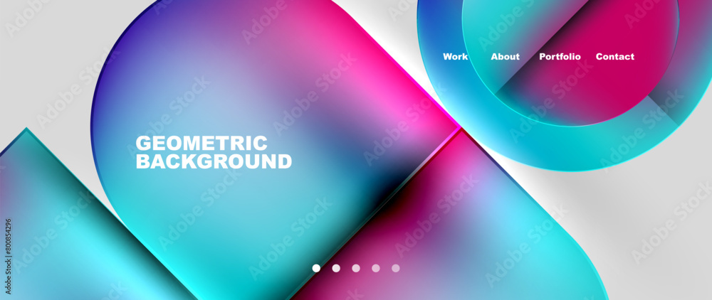 A colorful geometric background featuring azure, violet, magenta, and aqua circles on a white backdrop. This design showcases tints and shades in a modern and technologyinspired style