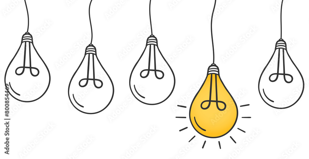 Idea concept with hand drawn bulbs Idea concept with hand drawn bulbs