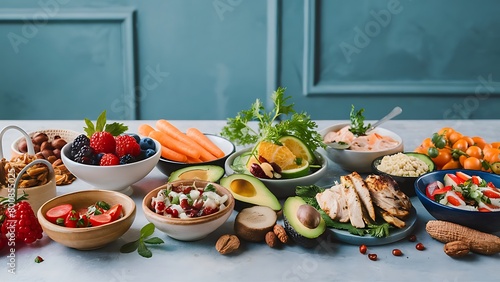Set with different appetizers in small portions healthy and delicious snacks diet food