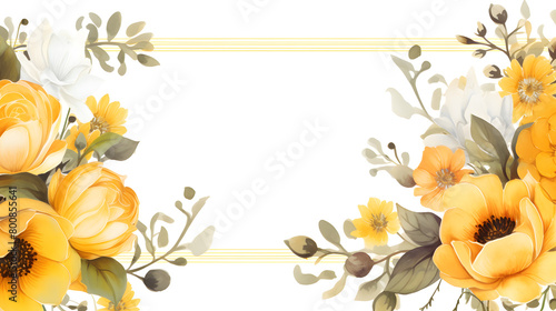 Digital vintage watercolor yellow flowers abstract graphic poster web page PPT background