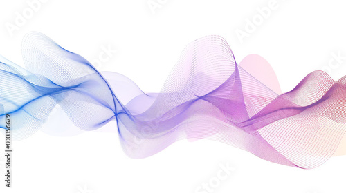 Showcase the fusion of tech and finance with dynamic gradient lines in a single wave style isolated on solid white background