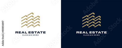 Abstract Building logo design template. Minimal real estate property vector symbol photo