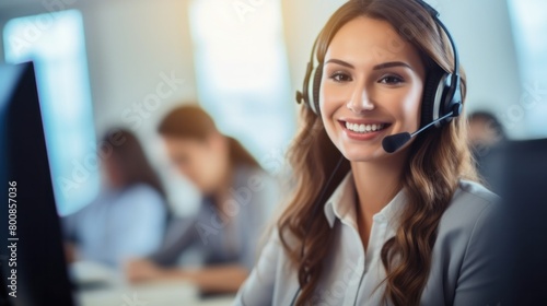 young female call center smile in the office Customer service and consultants with friendly service Online help, support or advice