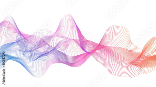 Showcase the fusion of creativity and technology through lively gradient lines in a single wave style isolated on solid white background